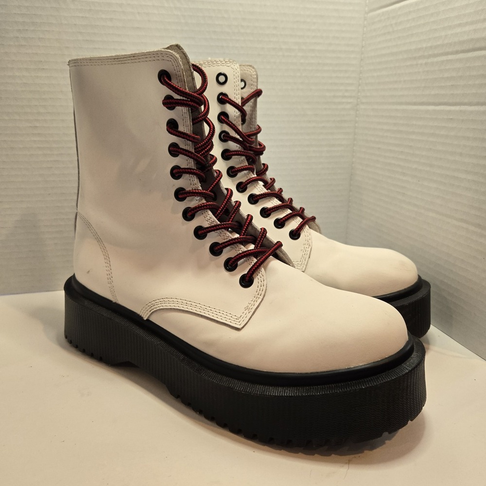 Jeffrey Campbell MECHANIC‎ White Box Leather Platform Combat Boots Size US 9.5
